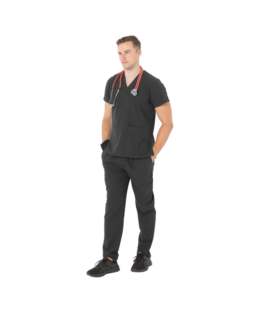 Unisex Clinical Stretch Scrub  Top - 553-PS-BLK