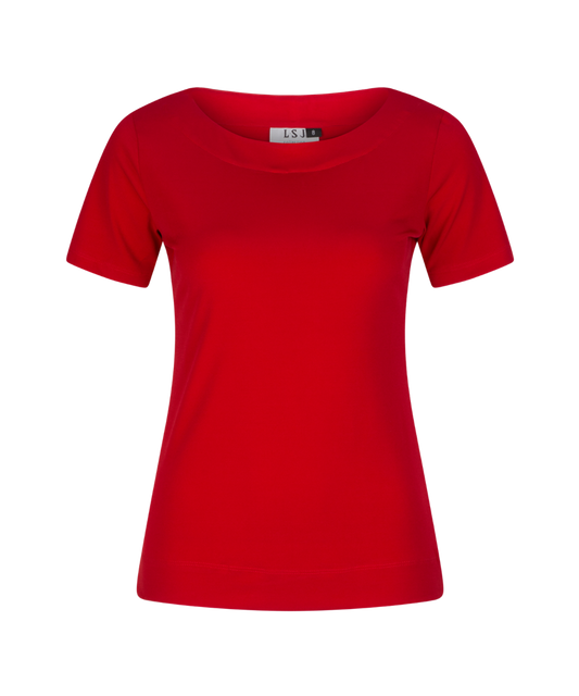 702-KN-RED Short sleeve boat neck top