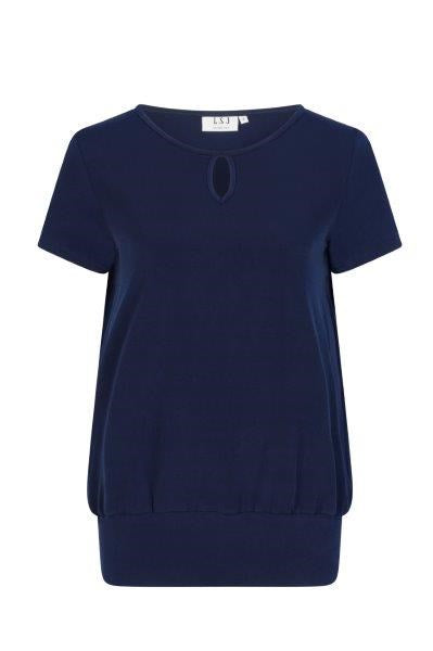 709-KN-NVY Keyhole neck banded top