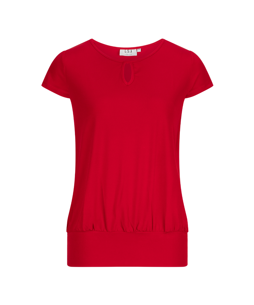 709-KN-RED Keyhole neck banded top