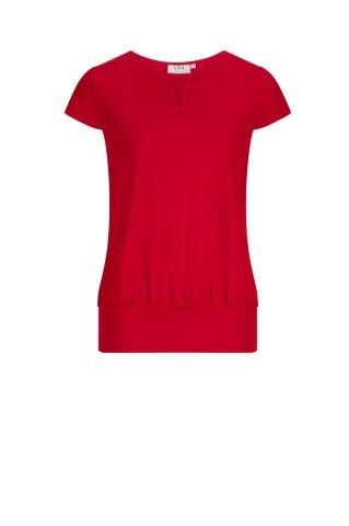 709-KN-RED Keyhole neck banded top