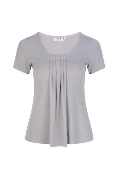 711-KN-PEW Round neck pleat front top