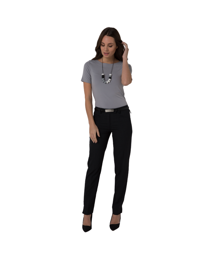 702-KN-PEW Short Sleeve Boat Neck Top