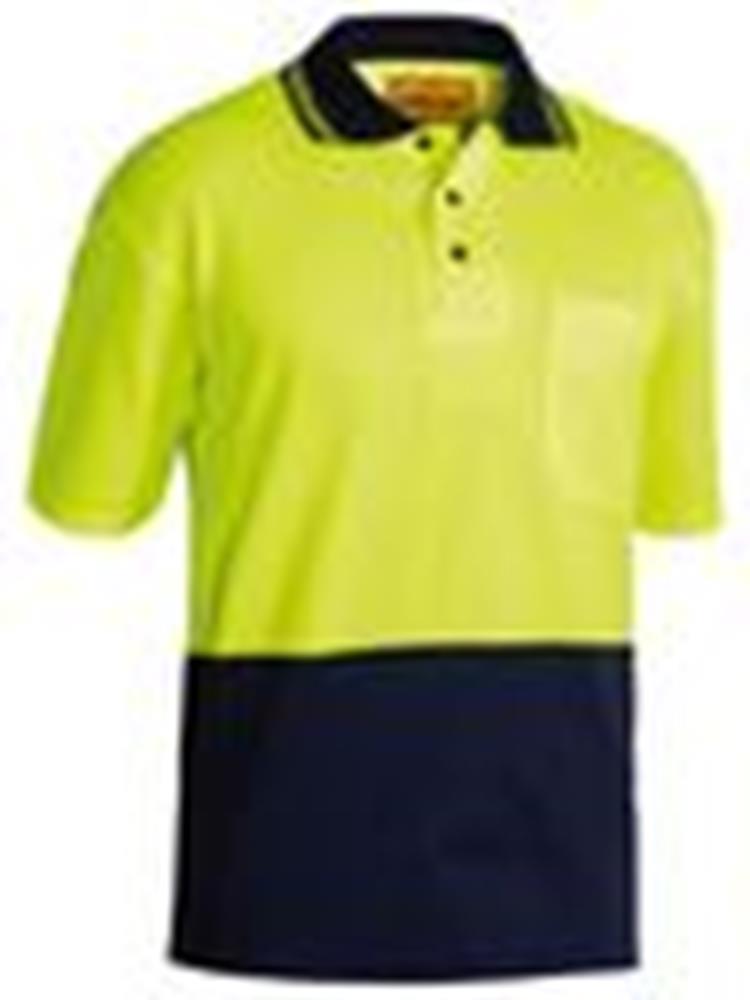 MEN'S  POLO SS FLURO YEL/NVY
