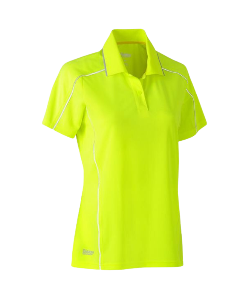 Womens cool mesh polo with reflective tape
