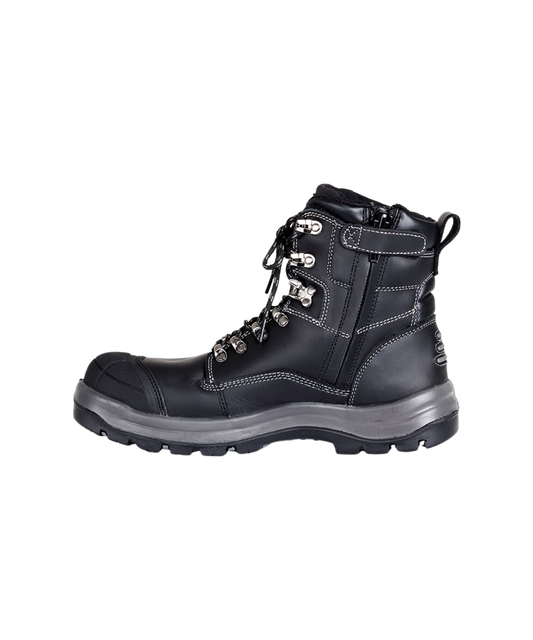 Leather side zip steel capped boot